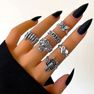 Silver scorpion skull ring set 🦂💀